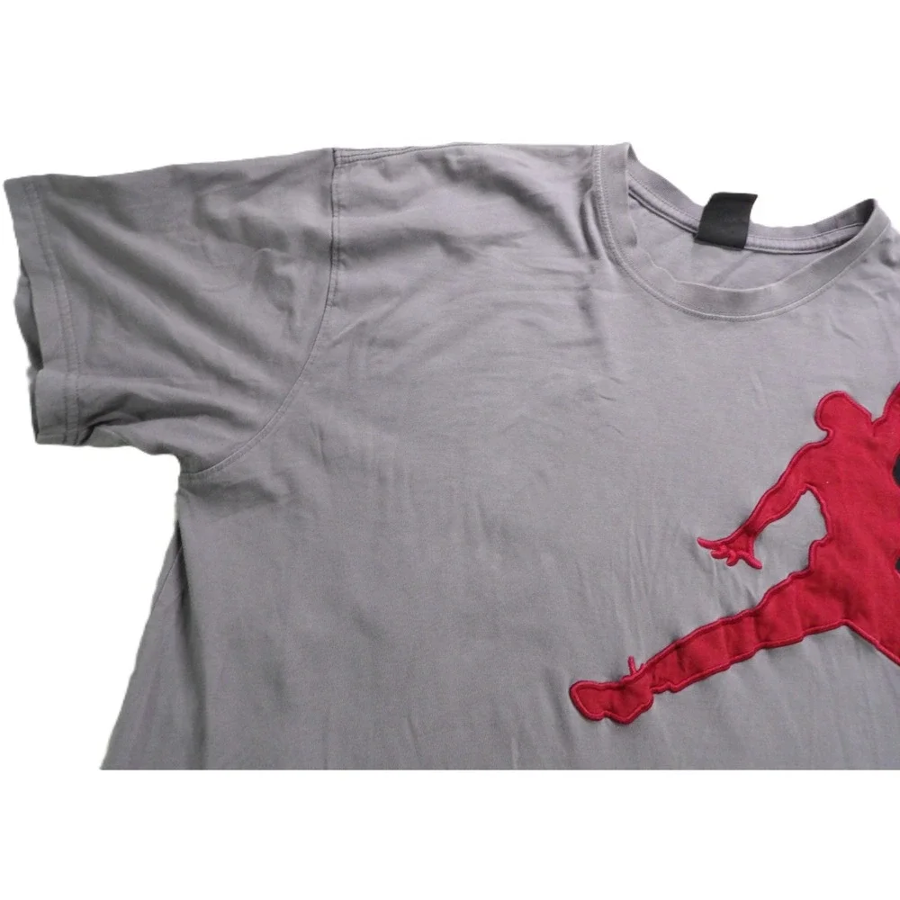 Y2K Jordan Jumpman Shirt Men XL Gray Black Red Side Wrap Graphic Distressed Tee